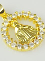 Médaille Miraculeuse Ronde Cerclage Zirconium - 16mm