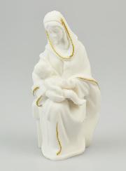 Statue Religieuse Vierge à l'Enfant en Albâtre - 14cm