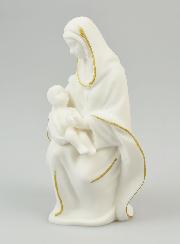 Statue Religieuse Vierge à l'Enfant en Albâtre - 14cm