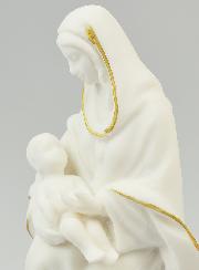 Statue Religieuse Vierge à l'Enfant en Albâtre - 14cm