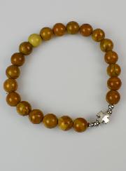 Bracelet Religieux en Pierre Naturelle de Jaspe et Croix - 8mm