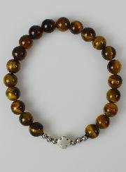 Bracelet œil De Tigre Homme Avec Croix – Pierre Naturelle, Hématite – Chapelet Catholique, Médaille St Benoît