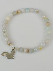 Bracelet Religieux en Pierre Naturelle d'Aigue Marine & Esprit Saint