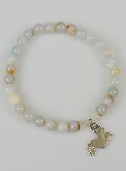 Bracelet Religieux en Pierre Naturelle d'Aigue Marine & Esprit Saint