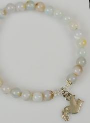 Bracelet Religieux en Pierre Naturelle d'Aigue Marine & Esprit Saint