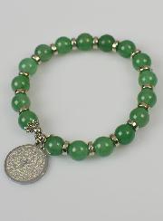 Bracelet Religieux en Pierre d'Aventurine Verte & Prière du Notre Père