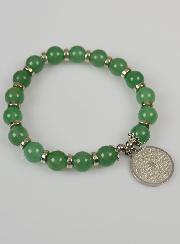 Bracelet Religieux en Pierre d'Aventurine Verte & Prière du Notre Père