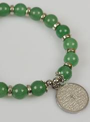 Bracelet Religieux en Pierre d'Aventurine Verte & Prière du Notre Père