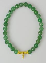 Bracelet Religieux en Pierre Naturelle d'Aventurine Verte & Croix