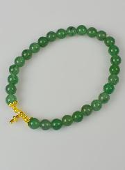 Bracelet Religieux en Pierre Naturelle d'Aventurine Verte & Croix