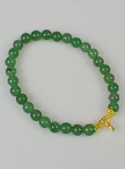 Bracelet Religieux en Pierre Naturelle d'Aventurine Verte & Croix