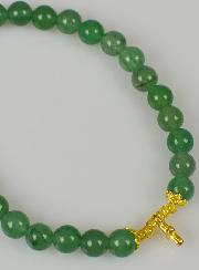 Bracelet Religieux en Pierre Naturelle d'Aventurine Verte & Croix