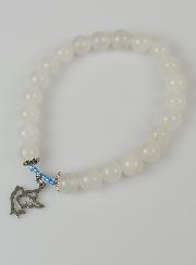 Bracelet Religieux en Pierre Naturelle de Jade Blanc & Saint Esprit