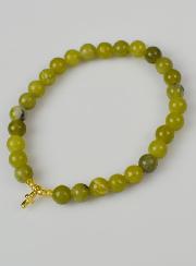 Bracelet Religieux en Pierre Naturelle de Jade Vert & Croix