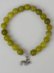 Bracelet Religieux en Pierre Naturelle de Jade Vert & Saint Esprit