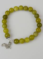 Bracelet Religieux en Pierre Naturelle de Jade Vert & Saint Esprit