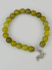 Bracelet Religieux en Pierre Naturelle de Jade Vert & Saint Esprit