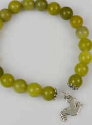Bracelet Religieux en Pierre Naturelle de Jade Vert & Saint Esprit