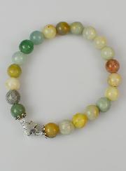 Bracelet Religieux en Pierre Naturelle d'Amazonite Multicolore 8mm & Croix