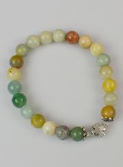 Bracelet Religieux en Pierre Naturelle d'Amazonite Multicolore 8mm & Croix