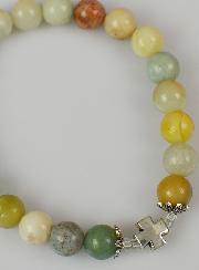 Bracelet Religieux en Pierre Naturelle d'Amazonite Multicolore 8mm & Croix