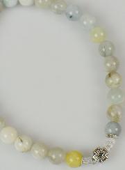 Bracelet Religieux en Pierre Naturelle d'Amazonite Multicolore 6mm & Croix
