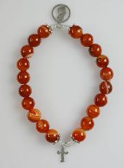 Bracelet Religieux en Agate Rouge - Sainte Vierge & Croix