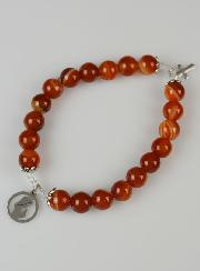 Bracelet Religieux en Agate Rouge - Sainte Vierge & Croix