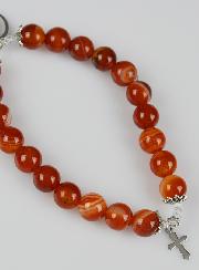 Bracelet Religieux en Agate Rouge - Sainte Vierge & Croix