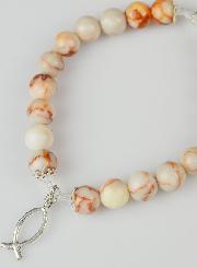 Bracelet Religieux en Pierre Naturelle de Rhodonite & Ichtus