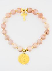 Bracelet Religieux en Pierre de Soleil - Notre Père & Croix