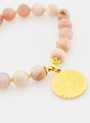 Bracelet Religieux en Pierre de Soleil - Notre Père & Croix