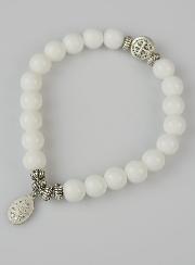 Bracelet Religieux en Pierre Naturelle d'Agate Blanche - Miraculeuse & St Benoît