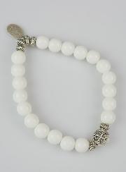 Bracelet Religieux en Pierre Naturelle d'Agate Blanche - Miraculeuse & St Benoît