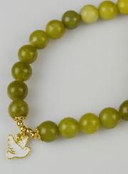 Bracelet Religieux en Pierre Naturelle de Jade Vert - St Esprit et Vierge Marie