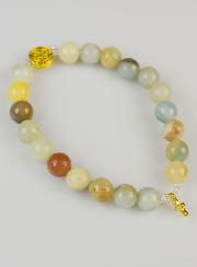 Bracelet Religieux en Pierre Naturelle - Amazonite Multicolore St Benoit & Croix