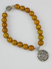 Bracelet Religieux en Pierre de Jaspe Bois - Saint Benoît