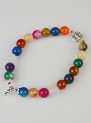 Bracelet en Pierres Naturelles d'Agate Multicolore - St Benoît & Croix