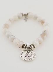 Bracelet Religieux en Pierre de Lune Noire - Saint Michel & Croix