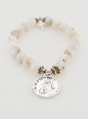 Bracelet Religieux en Pierre de Lune Noire - Saint Michel & Croix