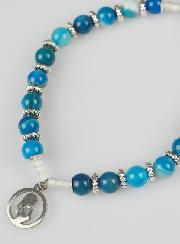 Bracelet Religieux en Pierres Naturelles d'Agate Bleue - Vierge Marie & St Esprit