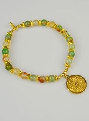 Bracelet Religieux en Pierre Naturelle d'Agate & Notre Père