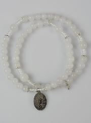 Bracelet Chapelet en Pierre de Jade Blanc - ND de Guadalupe