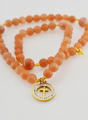 Chapelet en Pierre de Soleil - Médaille Croix & Zircons