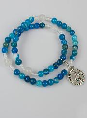 Bracelet Chapelet en Pierre Naturelle d'Agate Bleue - Saint Michel