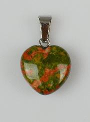 Pendentif Coeur en Pierre d'Unakite - 15mm