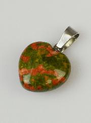 Pendentif Coeur en Pierre d'Unakite - 15mm