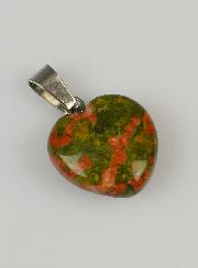 Pendentif Coeur en Pierre d'Unakite - 15mm