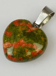 Pendentif Coeur en Pierre d'Unakite - 15mm