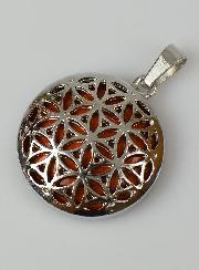 Pendentif Fleur de Vie en Pierre de Jaspe Rouge - 25mm
